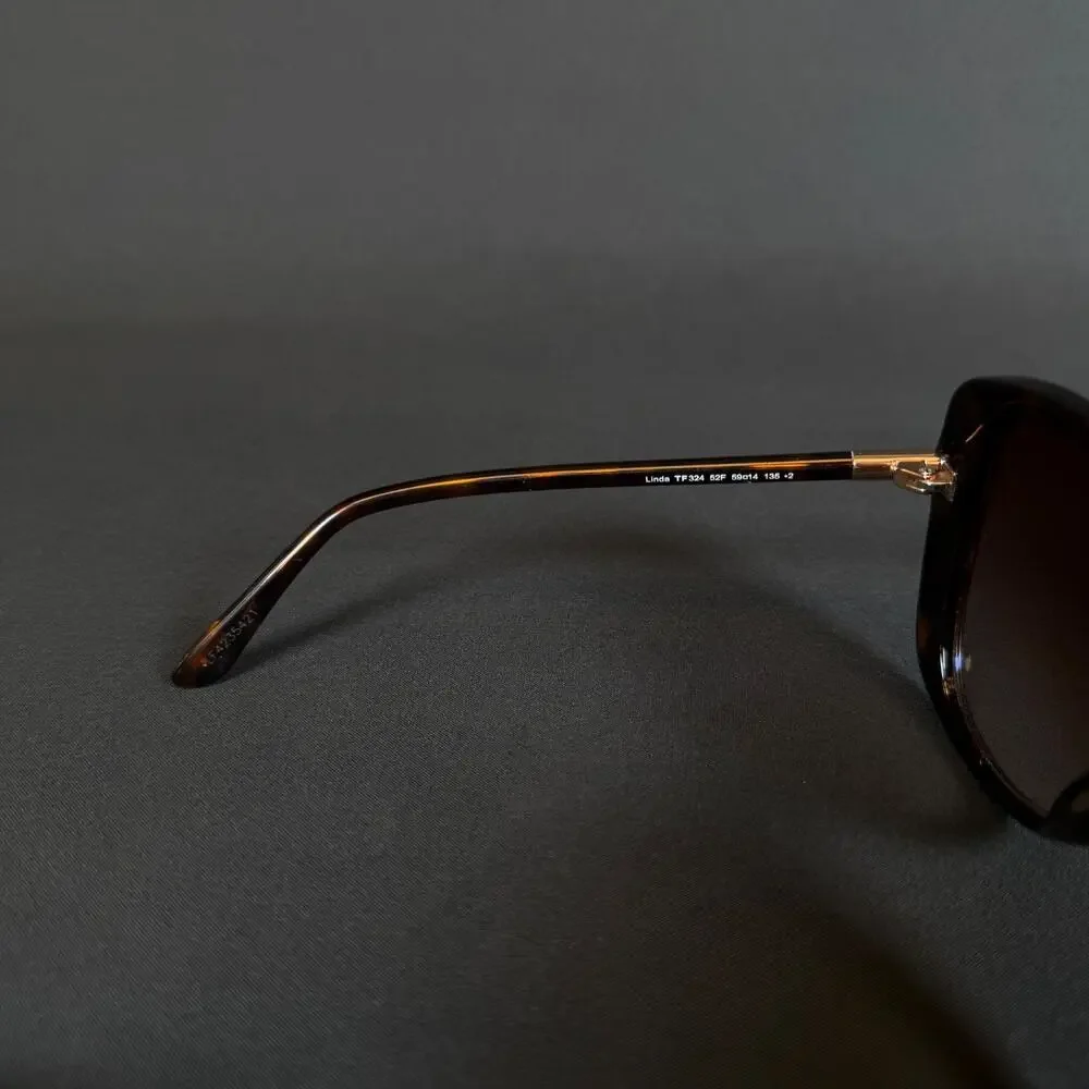 Tom Ford Linda TF324 52F 59-14 135 Tortoise Brown Lens Sunglasses Italy w case